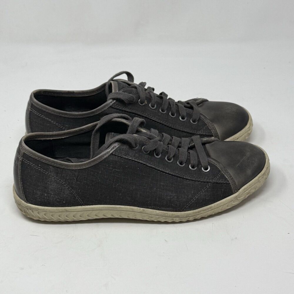 John Varvatos Hattan Low Shoes Sneakers Mens 8.5 Gray Leather Canvas Lace Up